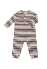 Me & Henry Me & Henry- Mason Ribbed Henley Beige/Blue/Cream Romper