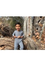 Me & Henry Me & Henry-  Mason Ribbed Henley Grey/Cream/Blue Romper