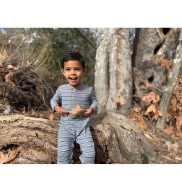 Me & Henry Me & Henry-  Mason Ribbed Henley Grey/Cream/Blue Romper