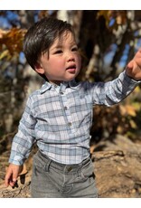 Me & Henry Me & Henry- Jasper Woven Onesie: Grey/Black Plaid