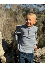 Me & Henry Me & Henry- Adam’s Henley: Grey/Cream/Blue