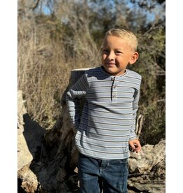 Me & Henry Me & Henry- Adam’s Henley: Grey/Cream/Blue