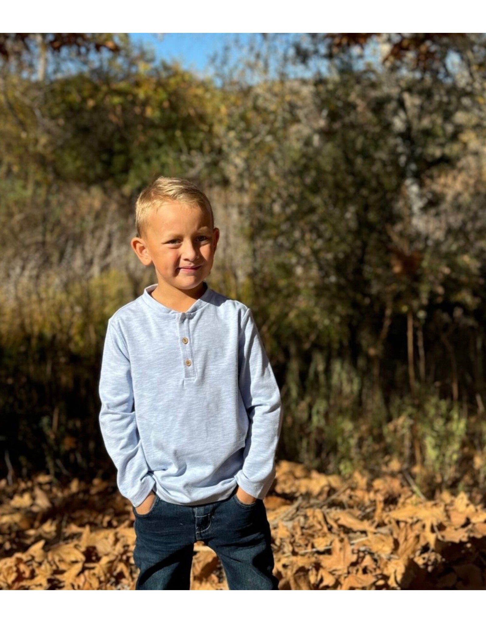 Me & Henry Me & Henry- Adam’s Henley: Pale Blue