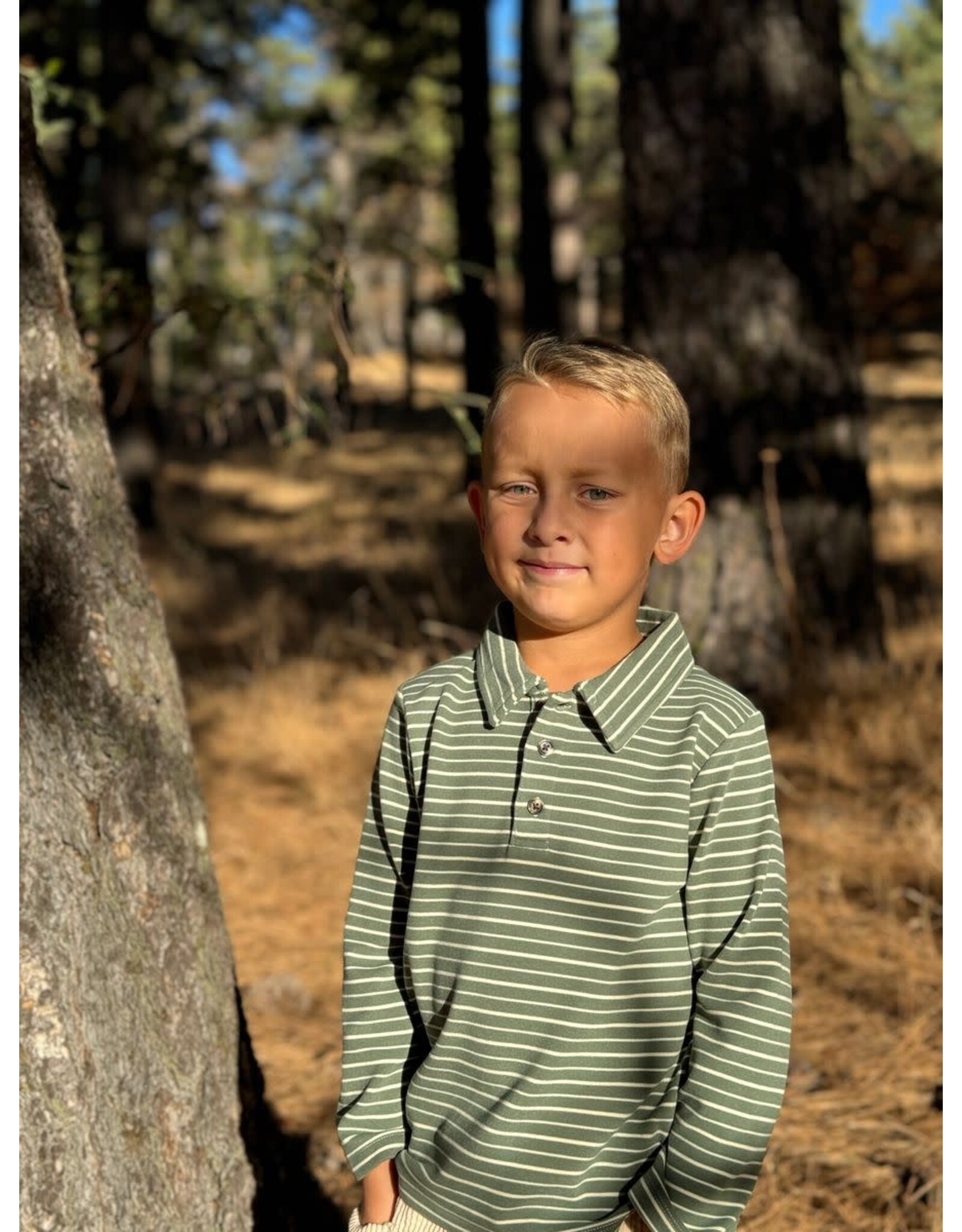 Me & Henry Me & Henry- Spencer Polo: Forest/Cream