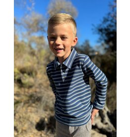 Me & Henry Me & Henry- Spencer Polo: Stripe Navy/White