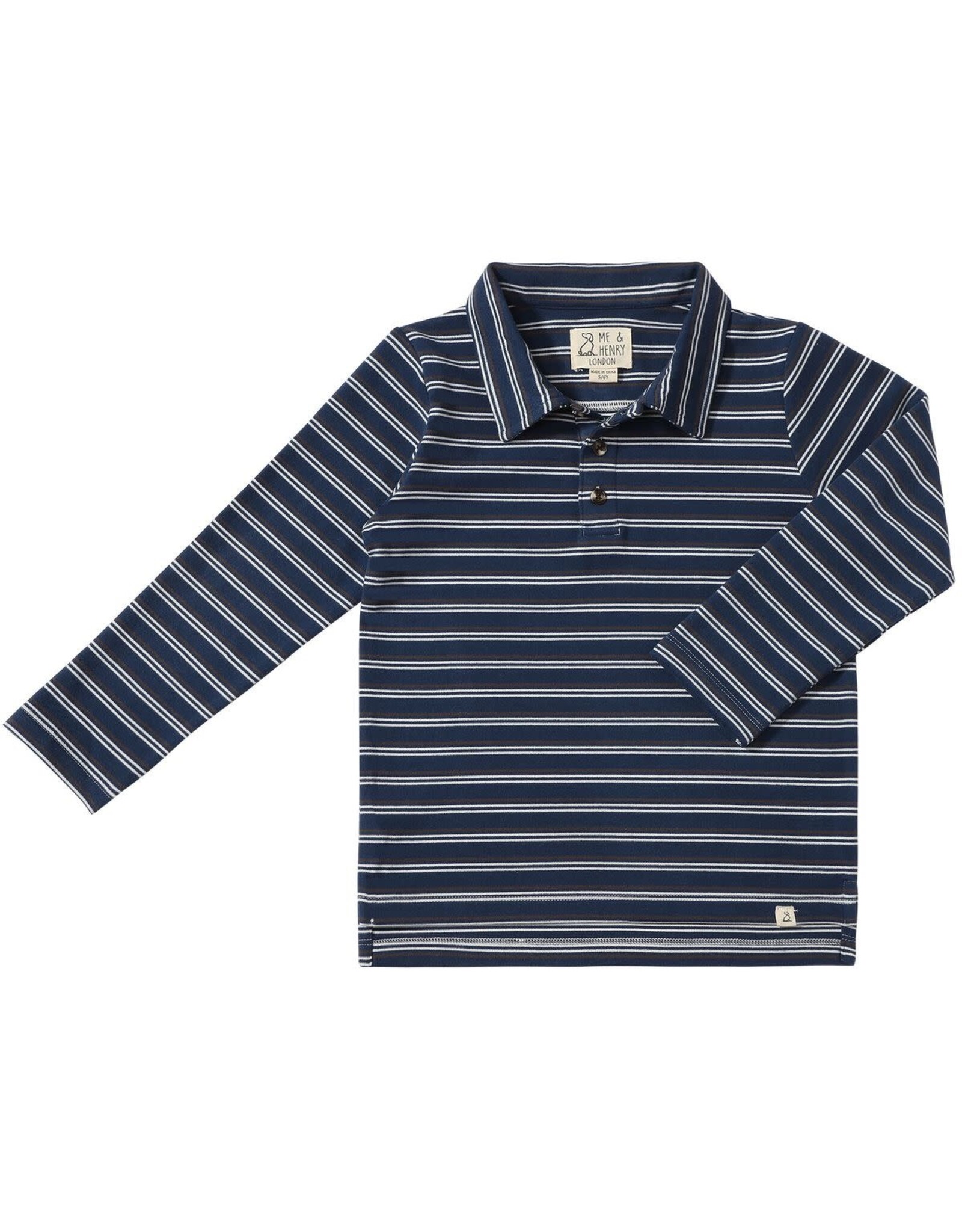 Me & Henry Me & Henry- Spencer Polo: Stripe Navy/White