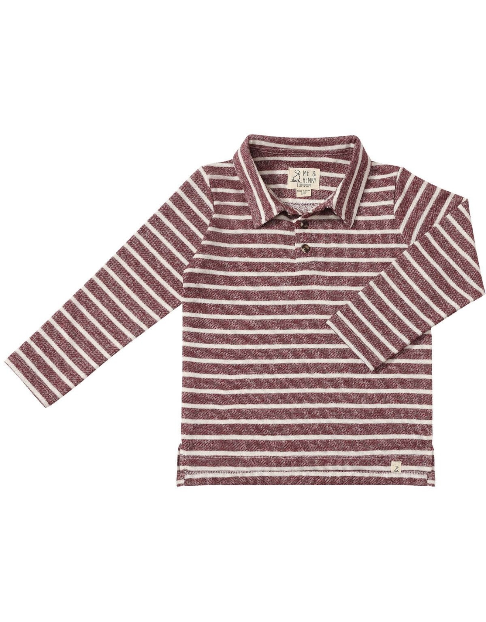 Me & Henry Me & Henry- Spencer Polo: Burgundy/Cream