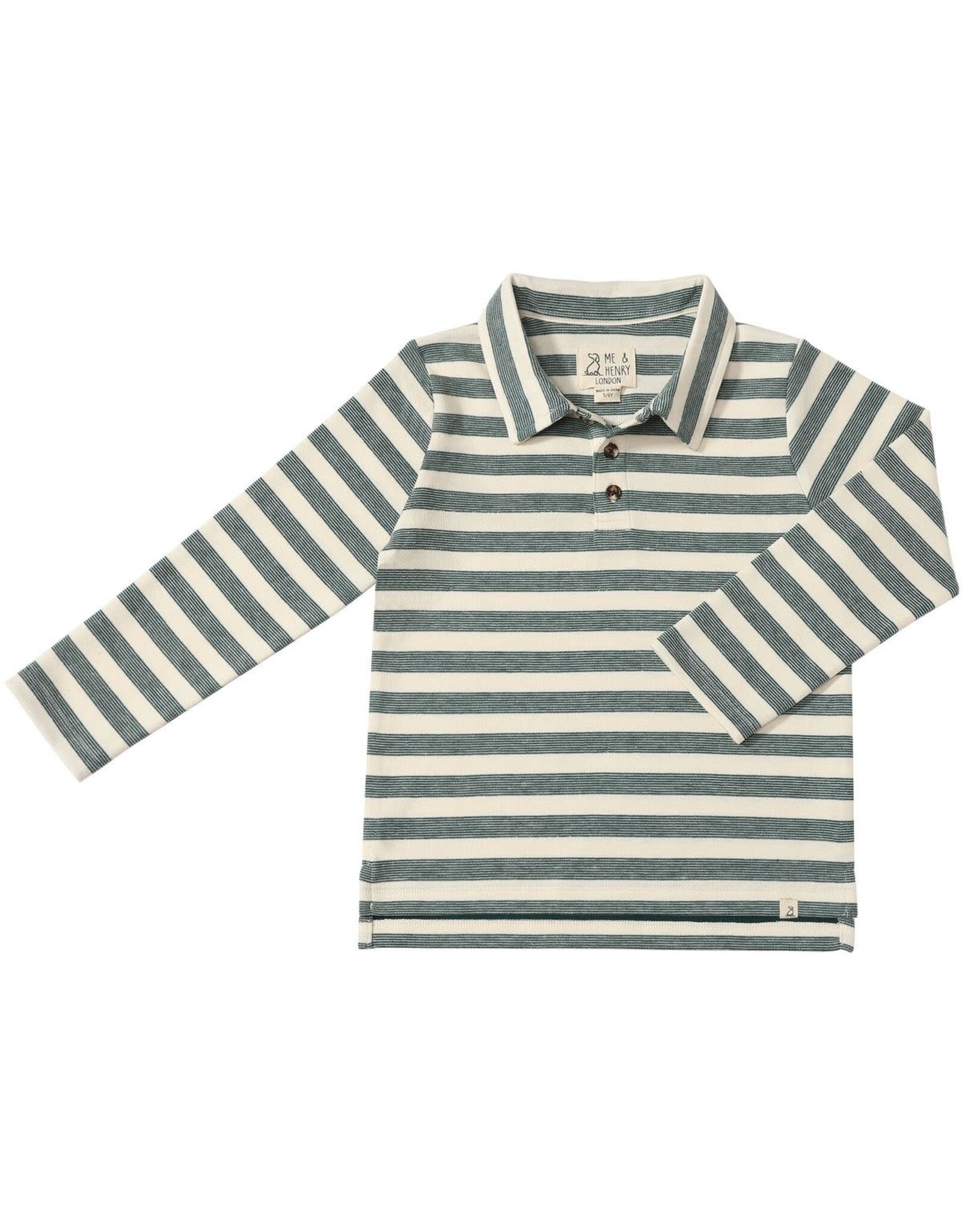 Me & Henry Me & Henry- Midway Polo: Green/Cream Stripe
