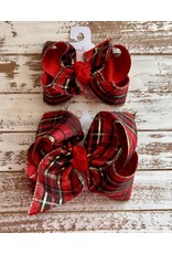 Beyond Creations Beyond Creations- Red/Blk & Gold Plaid Layered Knot Bow