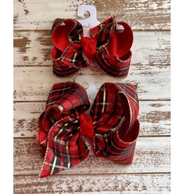 Beyond Creations Beyond Creations- Red/Blk & Gold Plaid Layered Knot Bow