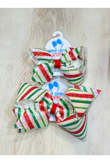 Wee Ones- Red, White & Green Stripe Sequin Bow
