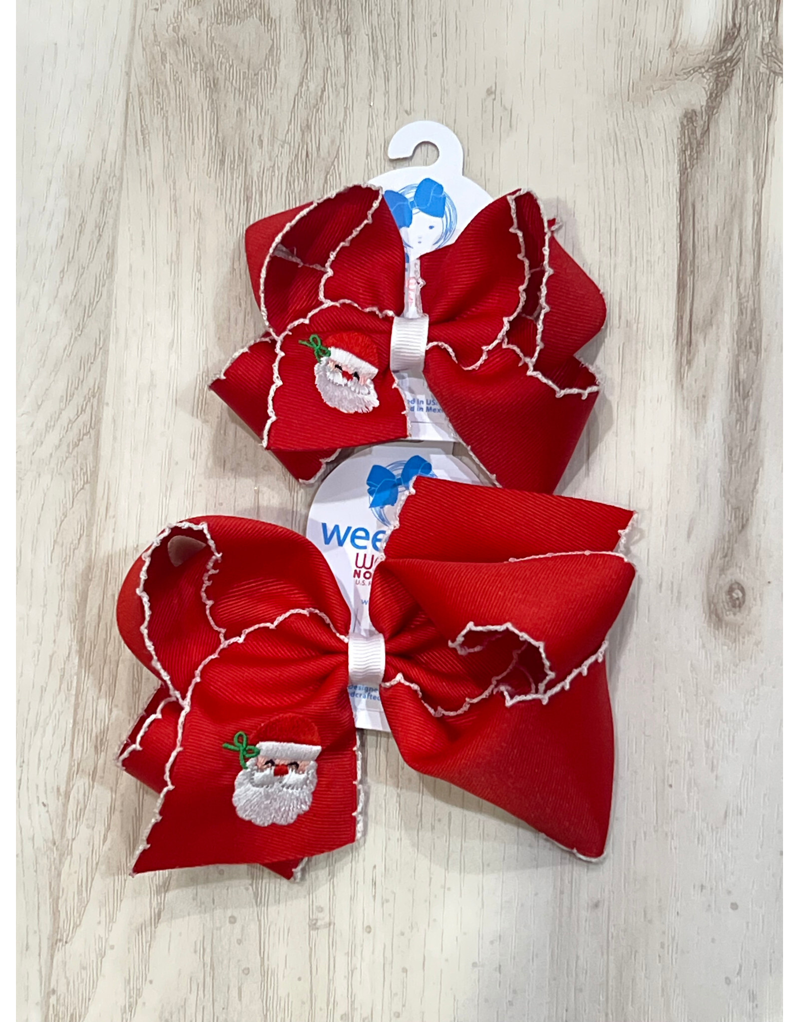Wee Ones- Red Santa Moonstitch Bow