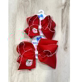 Wee Ones- Red Santa Moonstitch Bow
