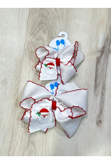 Wee Ones-  Santa White Moonstitch Bow