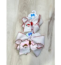 Wee Ones-  Santa White Moonstitch Bow