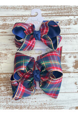 Beyond Creations Beyond Creations- Christmas Navy Plaid Layered Knot Bow