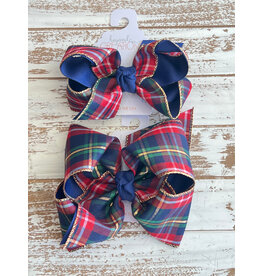 Beyond Creations Beyond Creations- Christmas Navy Plaid Layered Knot Bow