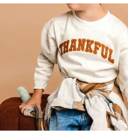 Sweet Wink- Thankful Patch Varsity Thanksgiving Sweatshirt