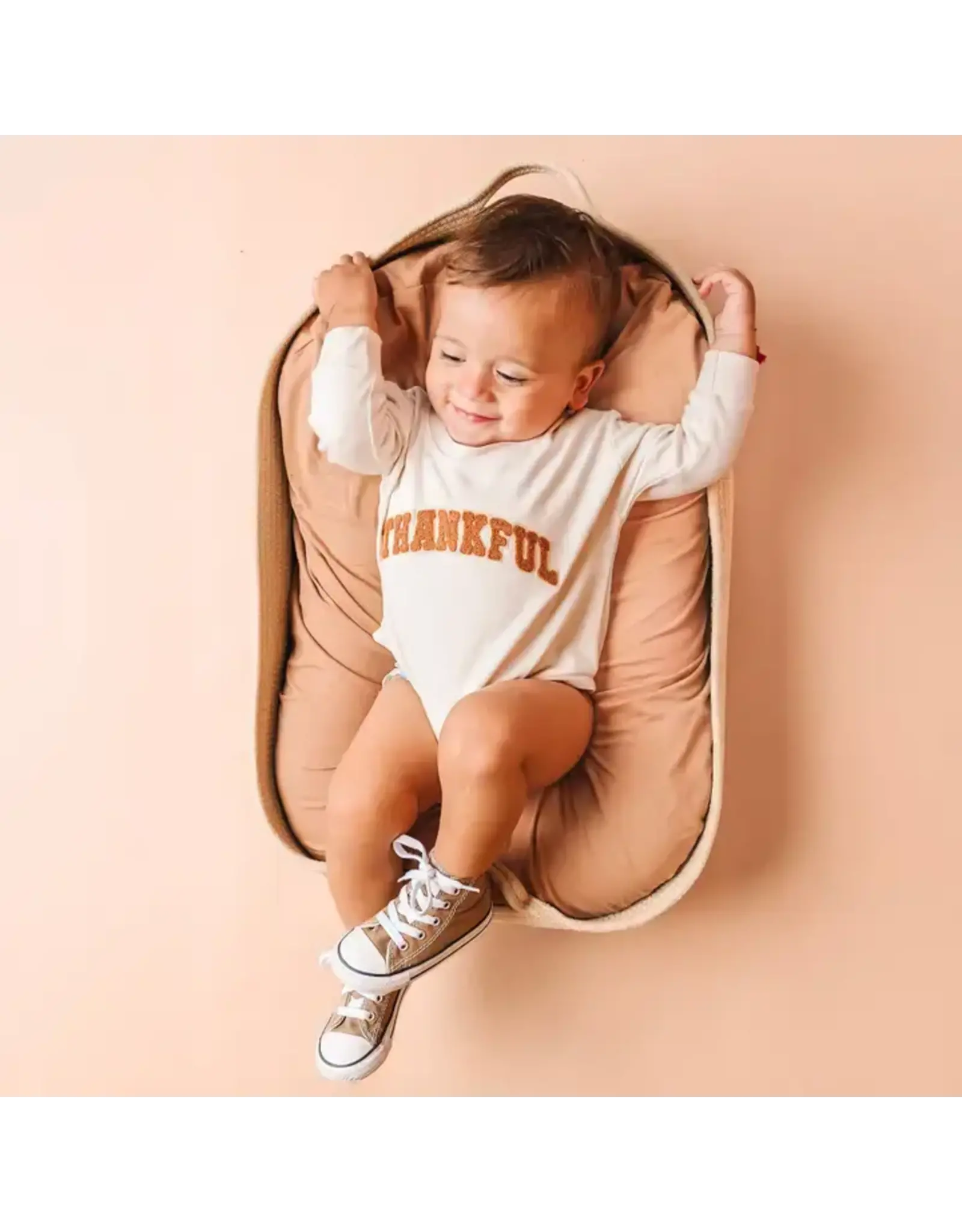 Sweet Wink- Thankful Patch Varsity Thanksgiving L/S Romper