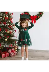 Sweet Wink- Emerald Candy Cane L/S Tutu Dress