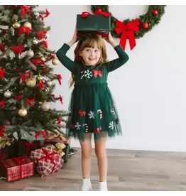 Sweet Wink- Emerald Candy Cane L/S Tutu Dress