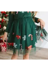 Sweet Wink- Emerald Candy Cane L/S Tutu Dress