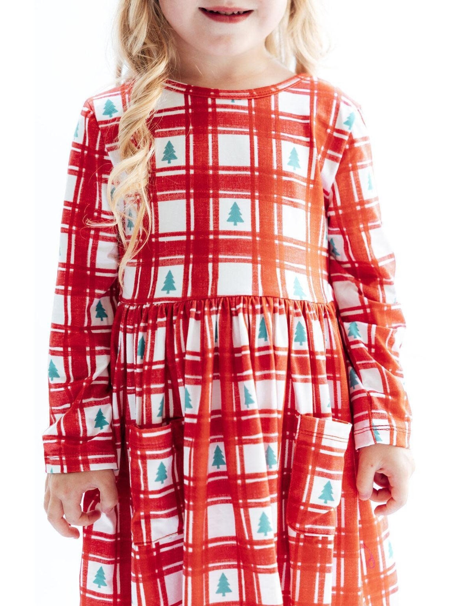 Mila & Rose Mila & Rose- Plaid Trees L/S Pocket Twirl Dress