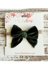 Mila & Rose Mila & Rose- Juniper Green Velvet Classic Bow Headband