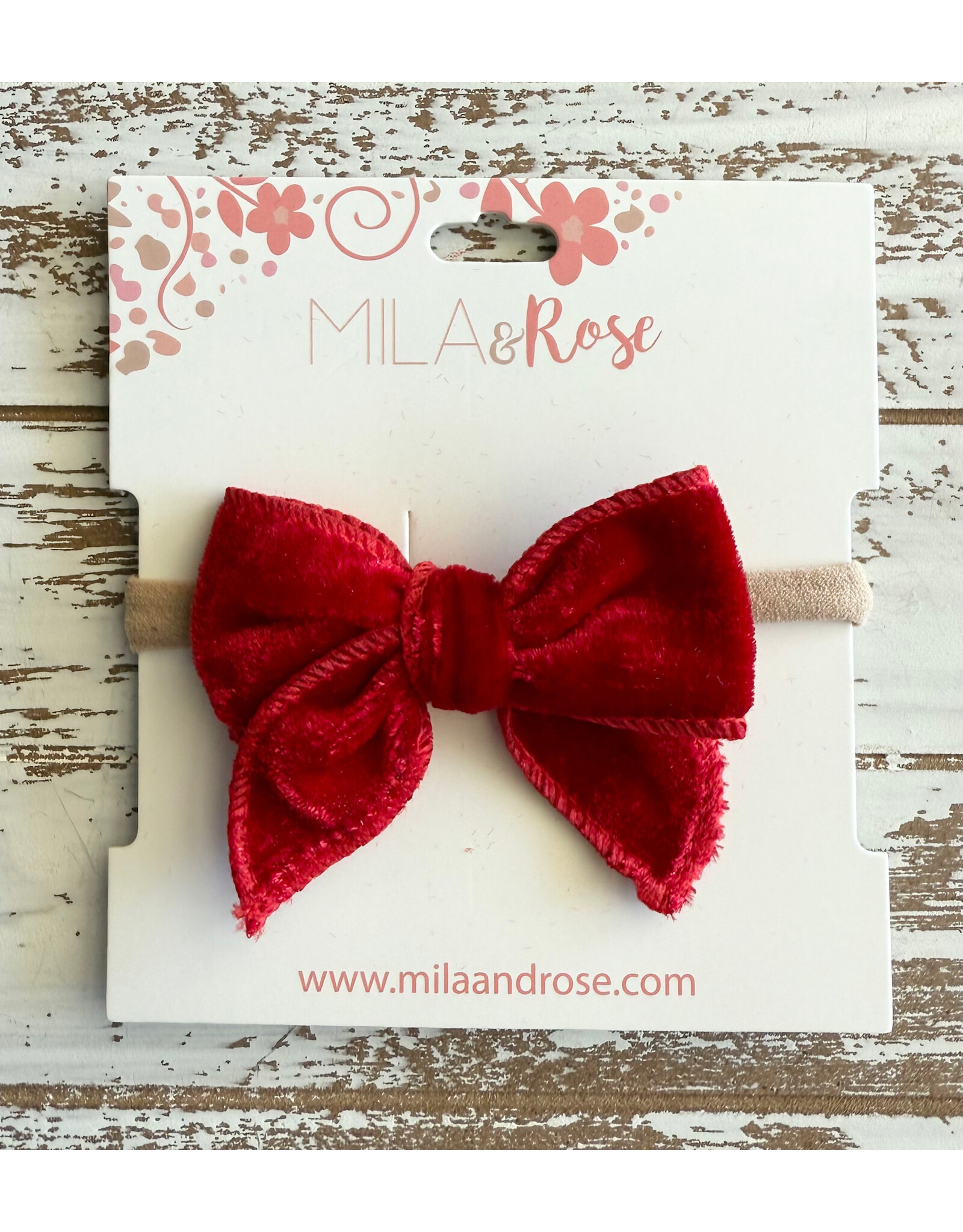 Mila & Rose Mila & Rose- Red Velvet Classic Bow Headband
