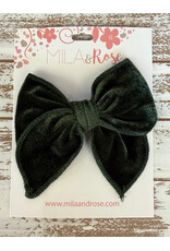 Mila & Rose Mila & Rose- Juniper Green Velvet Classic Bow Hair Clip