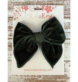Mila & Rose Mila & Rose- Juniper Green Velvet Classic Bow Hair Clip