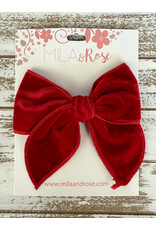 Mila & Rose Mila & Rose- Red Velvet Classic Bow Hair Clip