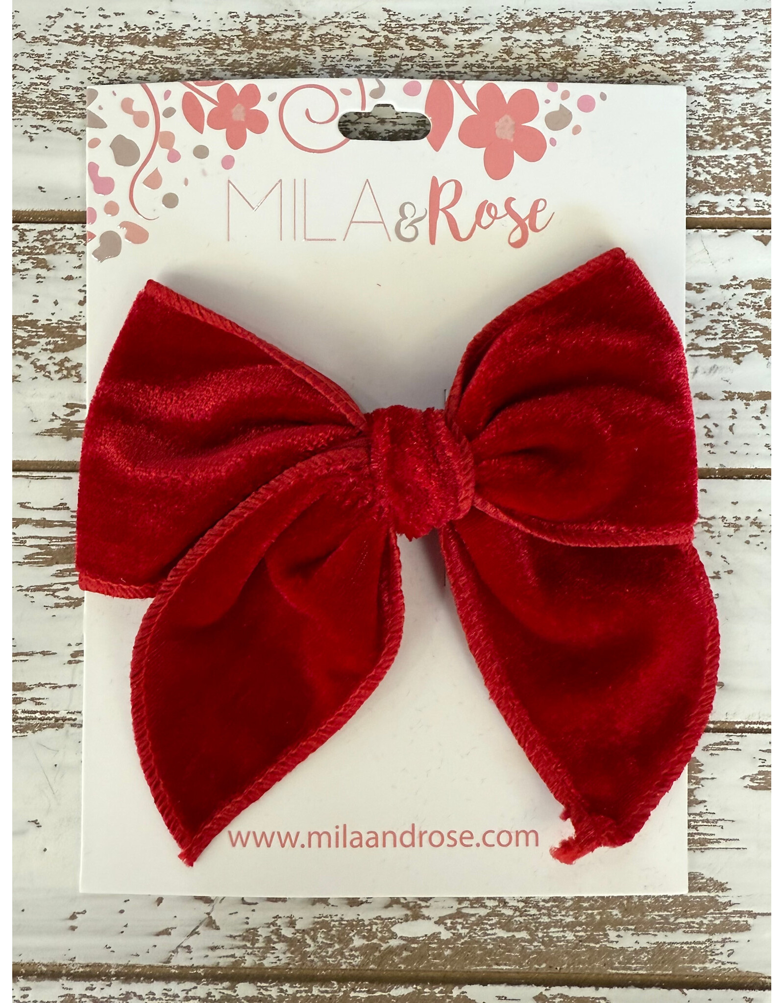 Mila & Rose Mila & Rose- Red Velvet Classic Bow Hair Clip