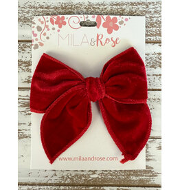 Mila & Rose Mila & Rose- Red Velvet Classic Bow Hair Clip