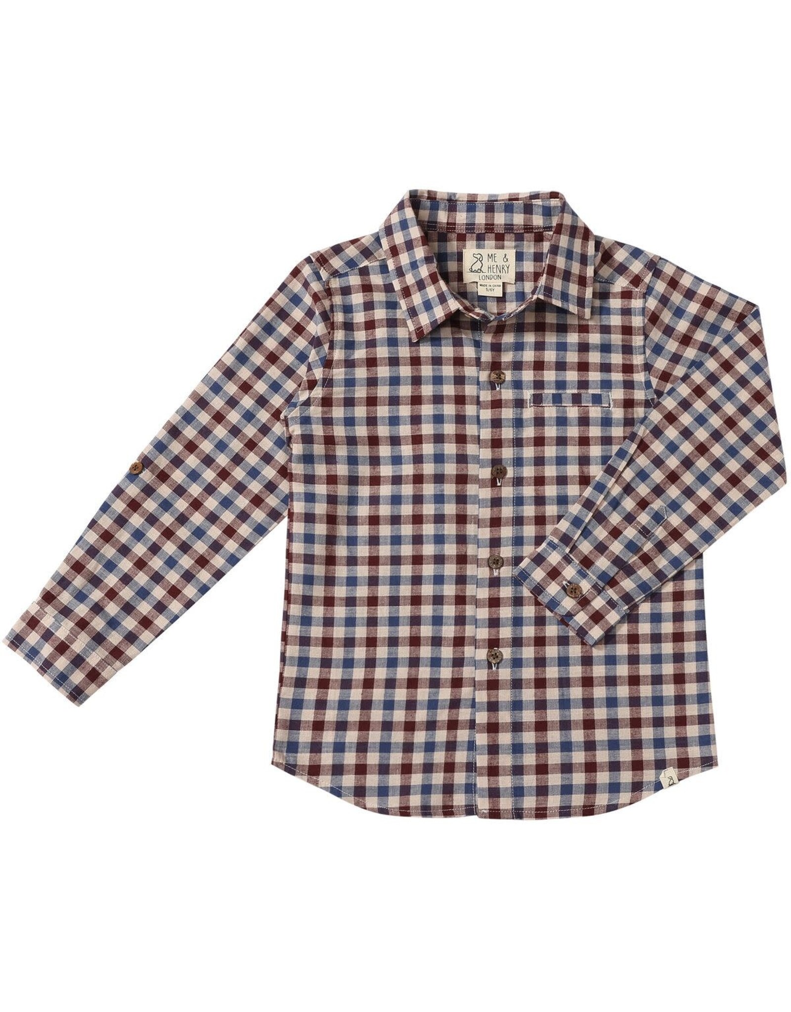 Me & Henry Me & Henry- Atwood: Blue/Burgundy/Cream Shirt
