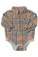 Me & Henry Me & Henry- Jasper Woven Onesie: Brown/Black/Red Plaid