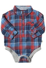 Me & Henry Me & Henry- Jasper Woven Onesie: China/Rust Plaid