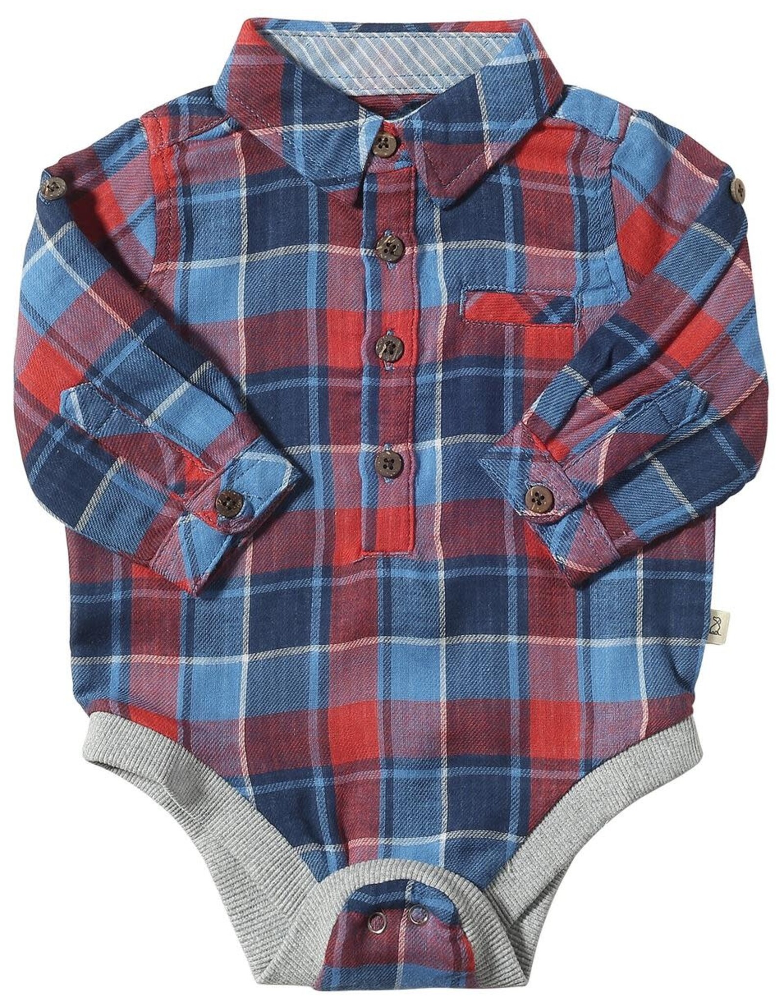 Me & Henry Me & Henry- Jasper Woven Onesie: China/Rust Plaid