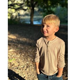 Me & Henry Me & Henry- Adams: Beige Ribbed Henley Shirt