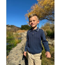 Me & Henry Me & Henry- Jayden: Blue Knitted Polo