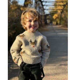 Me & Henry Me & Henry- Rudy Beige Reindeer Sweater