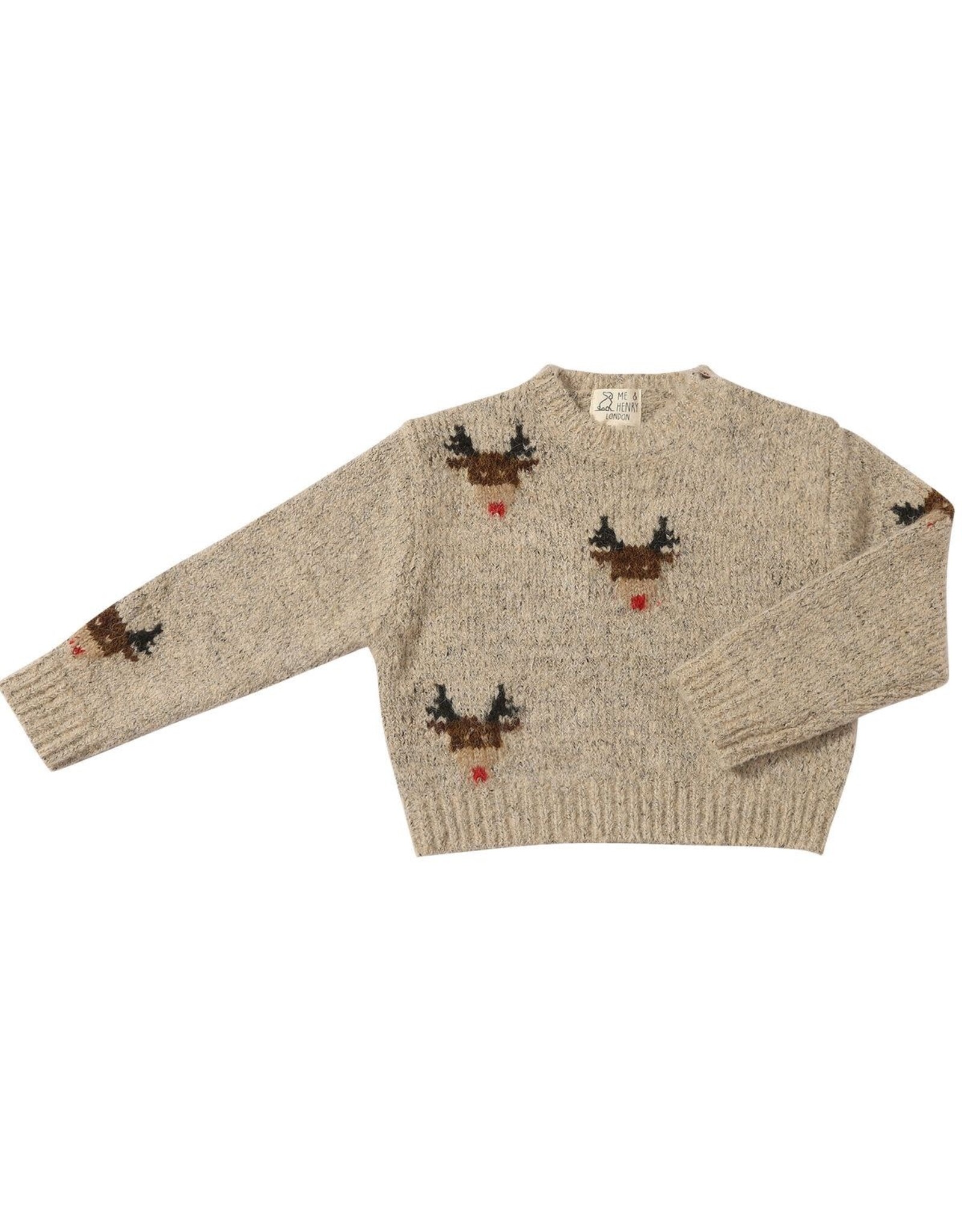Me & Henry Me & Henry- Rudy Beige Reindeer Sweater