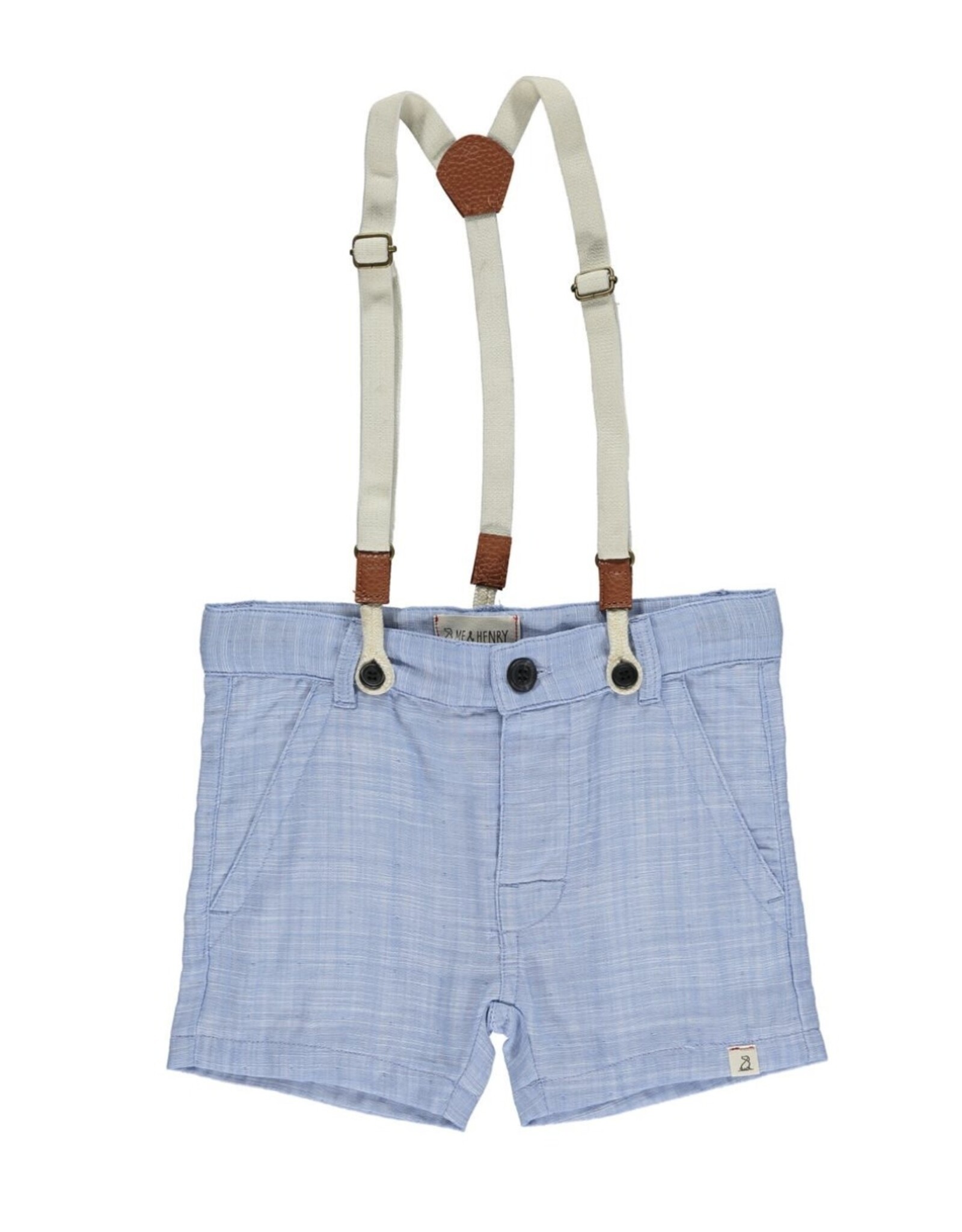 Me & Henry Me & Henry- Captain Suspender Shorts: Blue Heathered