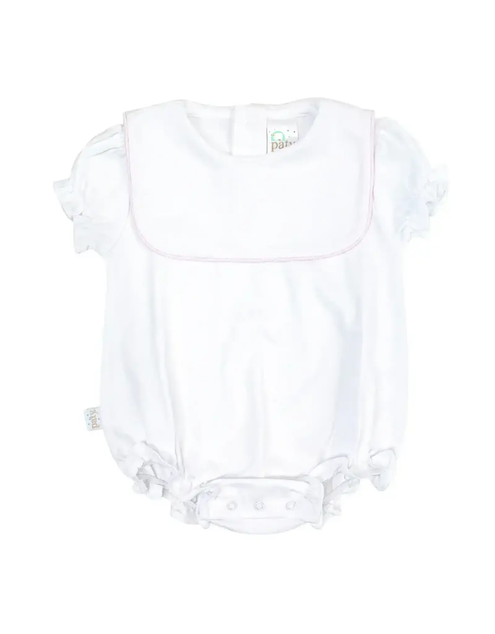 Paty Inc. Paty Inc. - White w/ Pink Piping Bib Pima Bubble