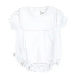 Paty Inc. Paty Inc. - White w/ Pink Piping Bib Pima Bubble
