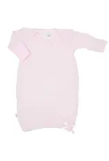 Paty Inc. Paty Inc.- Pink w/Pink Trim Overlap Shoulder Newborn Gown