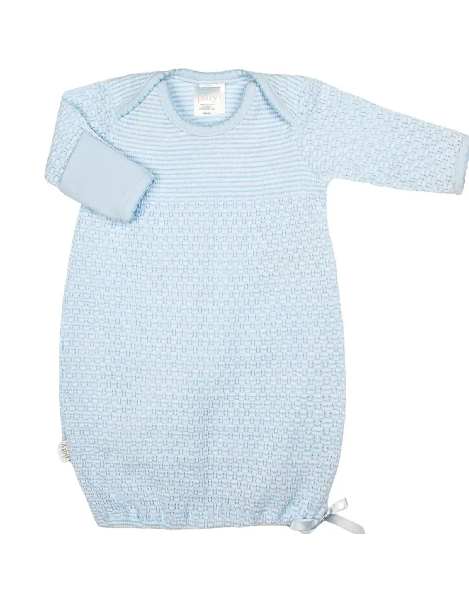 Paty Inc. Paty Inc.- Blue w/Blue Trim Overlap Shoulder Newborn Gown
