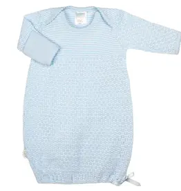 Paty Inc. Paty Inc.- Blue w/Blue Trim Overlap Shoulder Newborn Gown