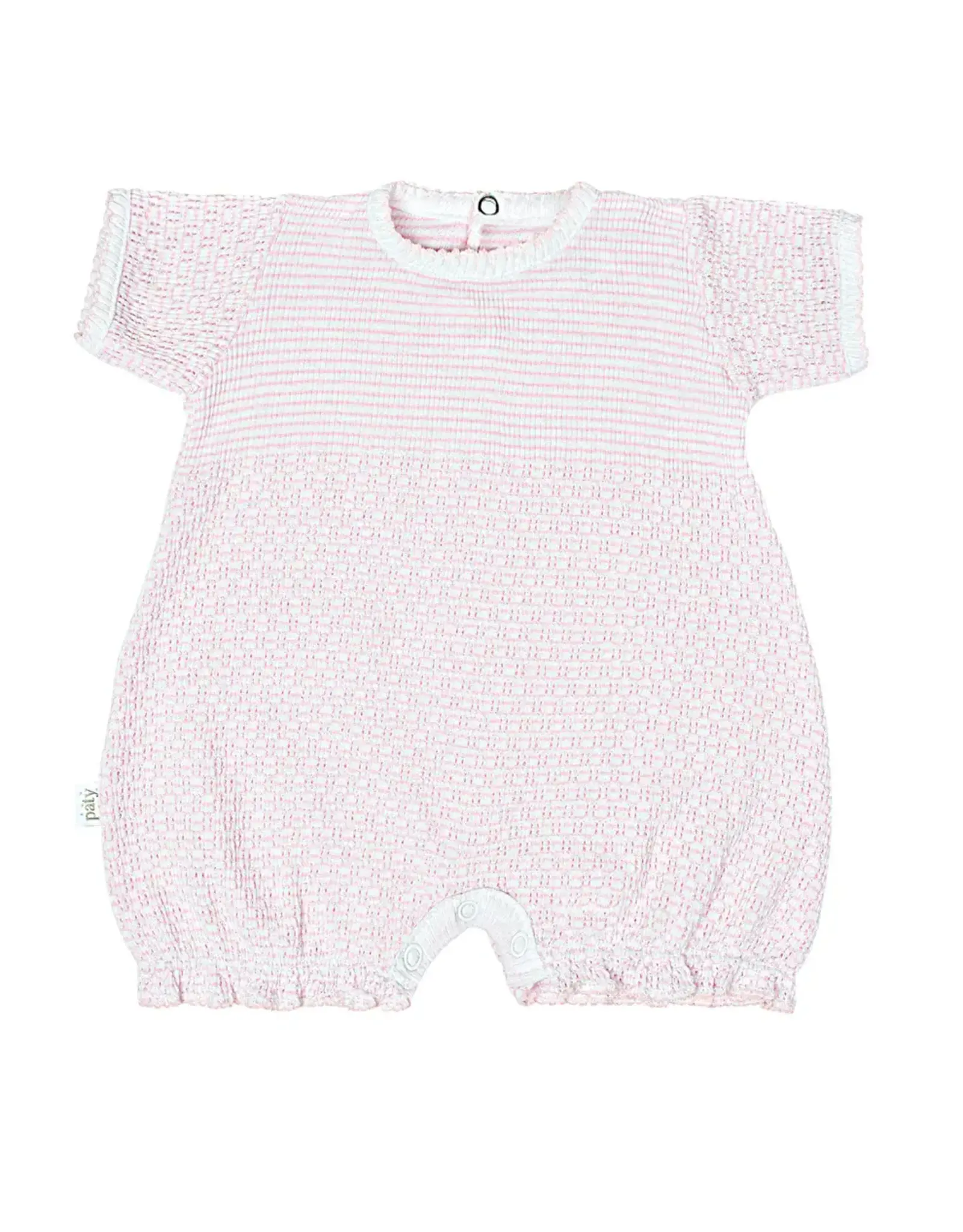 Paty Inc. Paty Inc. - Stripe Pink w/Pink Trim S/S Knit Romper
