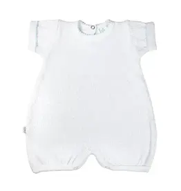 Paty Inc. Paty Inc. - White w/Blue Trim S/S Knit Romper